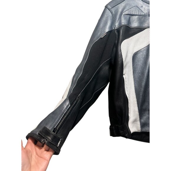 Cortech Impulse Motorcycle Jacket Men 2XL Leather Black Metallic Reflective Pads - Picture 12 of 16